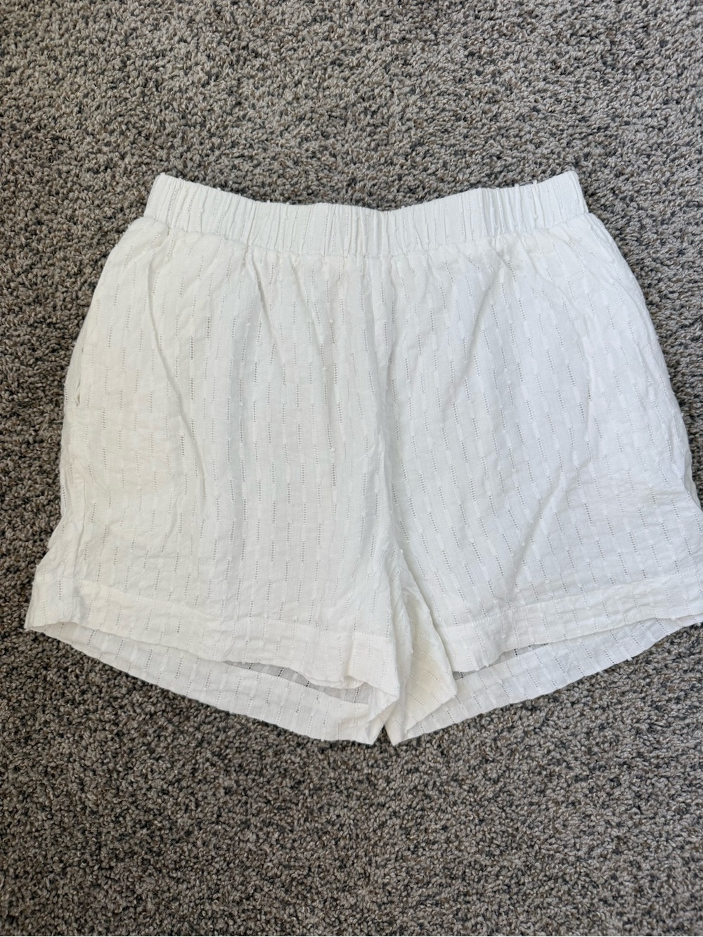 Commense Women's White Eyelet Elastic-Waist Shorts